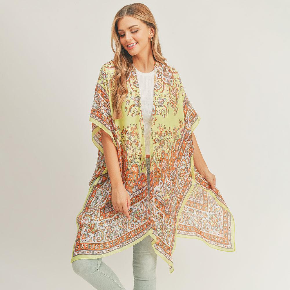 Green Patterned Cover Up Kimono Poncho - Jewelry Store by Erik Rayo