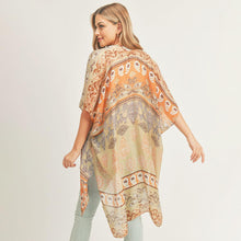 Load image into Gallery viewer, Brown Patterned Cover Up Kimono Poncho
