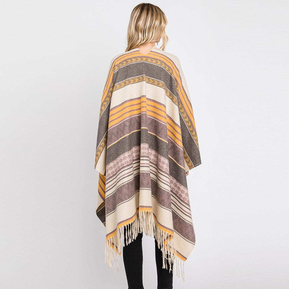 Purple Aztec Patterned Fringe Ruana Poncho - Jewelry Store by Erik Rayo