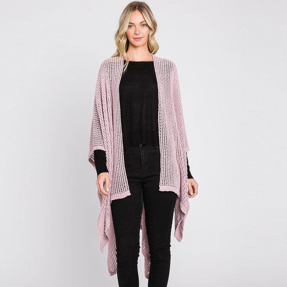 Lavender Solid Chenille Crochet Ruana Poncho - Jewelry Store by Erik Rayo