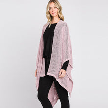 Load image into Gallery viewer, Lavender Solid Chenille Crochet Ruana Poncho
