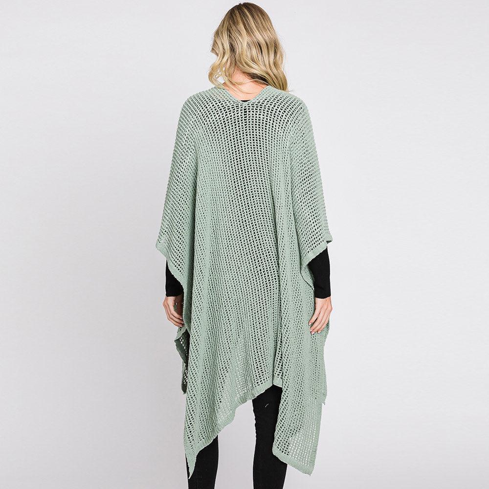 Mint Solid Chenille Crochet Ruana Poncho - Jewelry Store by Erik Rayo