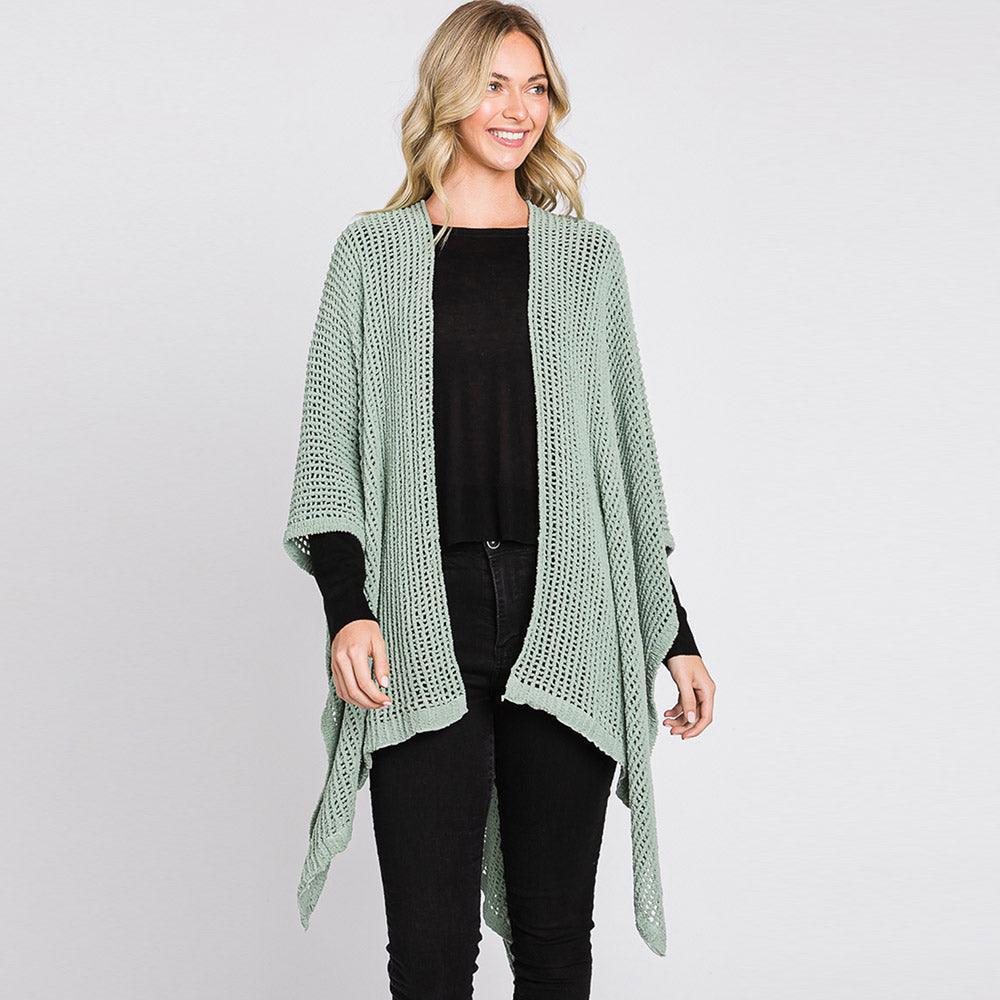 Mint Solid Chenille Crochet Ruana Poncho - Jewelry Store by Erik Rayo