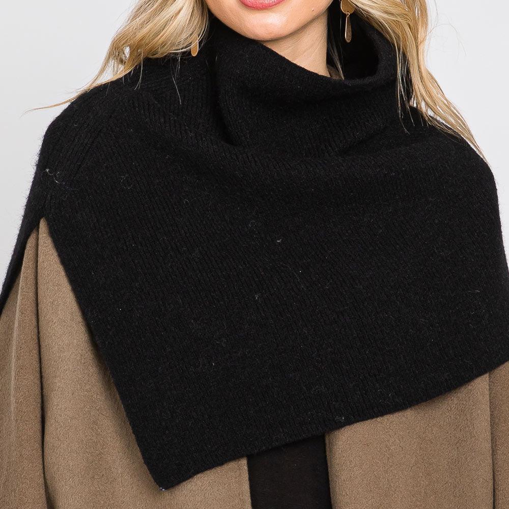 Black Slit Turtleneck Knit Shawl Scarf - Jewelry Store by Erik Rayo