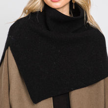 Load image into Gallery viewer, Black Slit Turtleneck Knit Shawl Scarf
