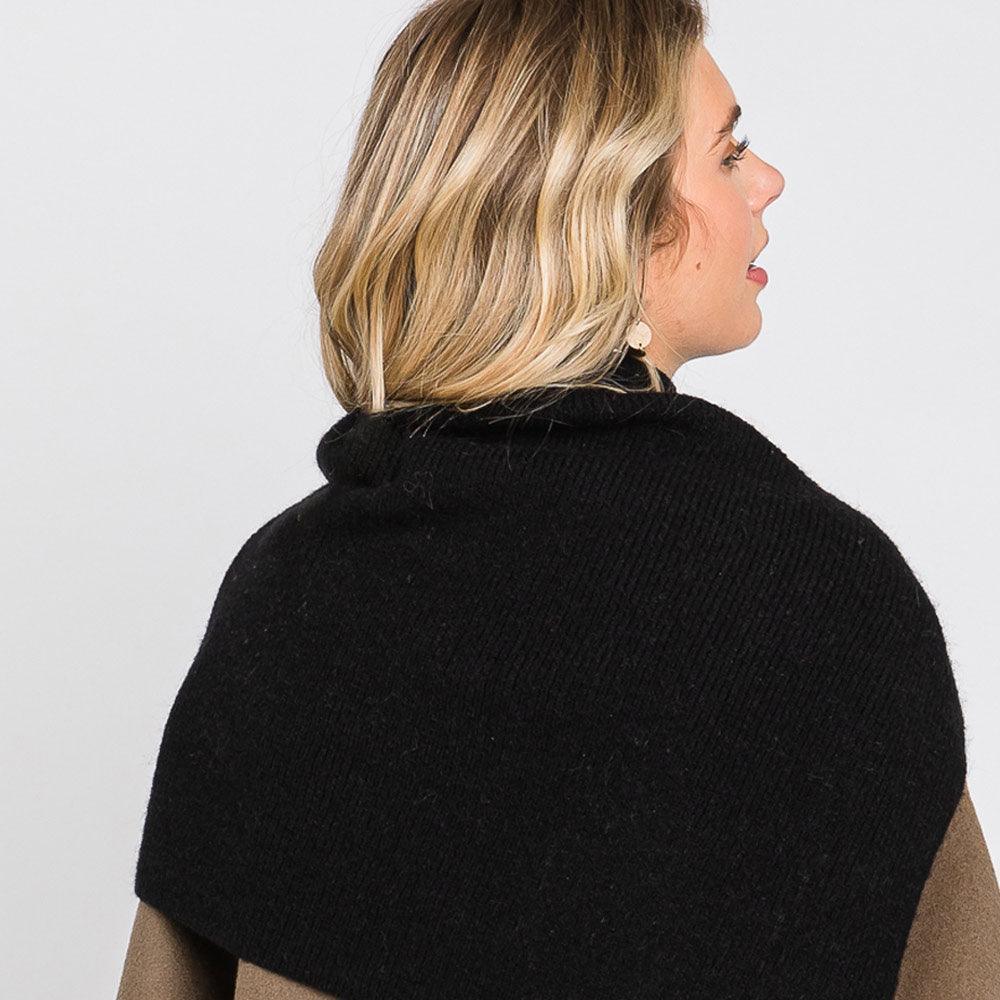 Black Slit Turtleneck Knit Shawl Scarf - Jewelry Store by Erik Rayo