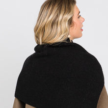 Load image into Gallery viewer, Black Slit Turtleneck Knit Shawl Scarf
