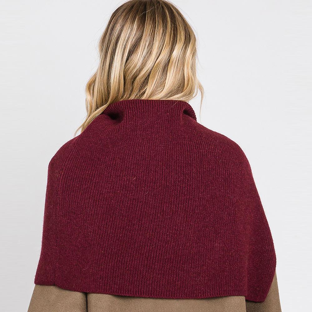 Burgundy Slit Turtleneck Knit Shawl Scarf - Jewelry Store by Erik Rayo