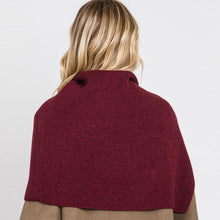 Load image into Gallery viewer, Burgundy Slit Turtleneck Knit Shawl Scarf
