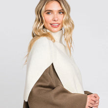 Load image into Gallery viewer, Ivory Slit Turtleneck Knit Shawl Scarf
