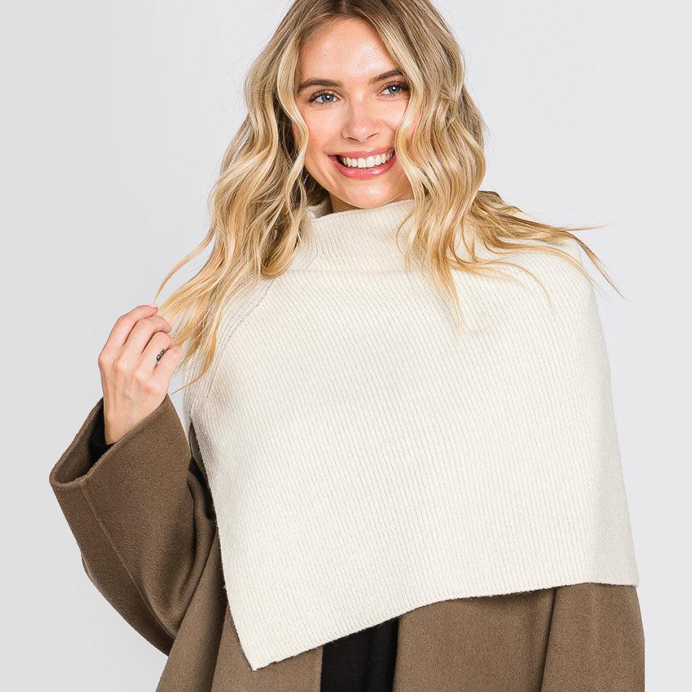 Ivory Slit Turtleneck Knit Shawl Scarf - Jewelry Store by Erik Rayo