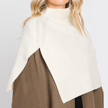 Load image into Gallery viewer, Ivory Slit Turtleneck Knit Shawl Scarf
