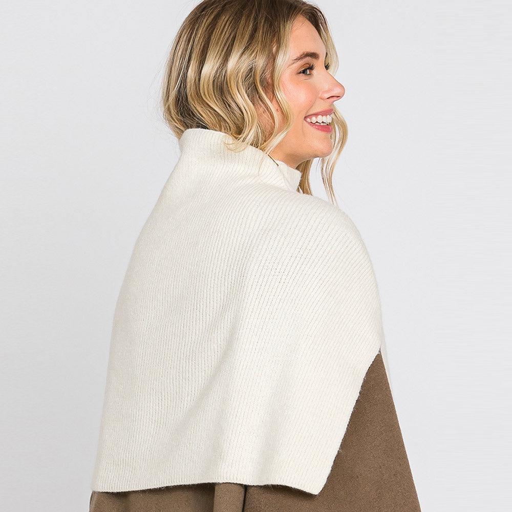 Ivory Slit Turtleneck Knit Shawl Scarf - Jewelry Store by Erik Rayo