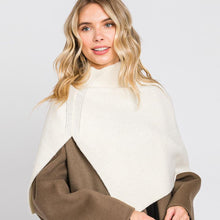 Load image into Gallery viewer, Ivory Slit Turtleneck Knit Shawl Scarf
