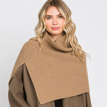 Load image into Gallery viewer, Taupe Slit Turtleneck Knit Shawl Scarf
