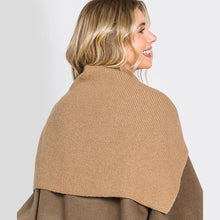 Load image into Gallery viewer, Taupe Slit Turtleneck Knit Shawl Scarf
