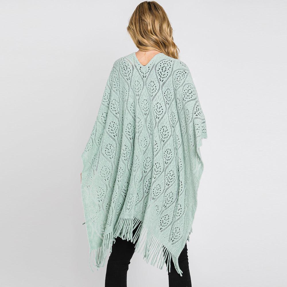 Mint Patterned Fringe Ruana Poncho - Jewelry Store by Erik Rayo