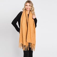 Load image into Gallery viewer, Camel Edge Pointed Fringe Oblong Scarf
