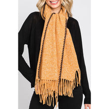 Load image into Gallery viewer, Camel Edge Pointed Fringe Oblong Scarf
