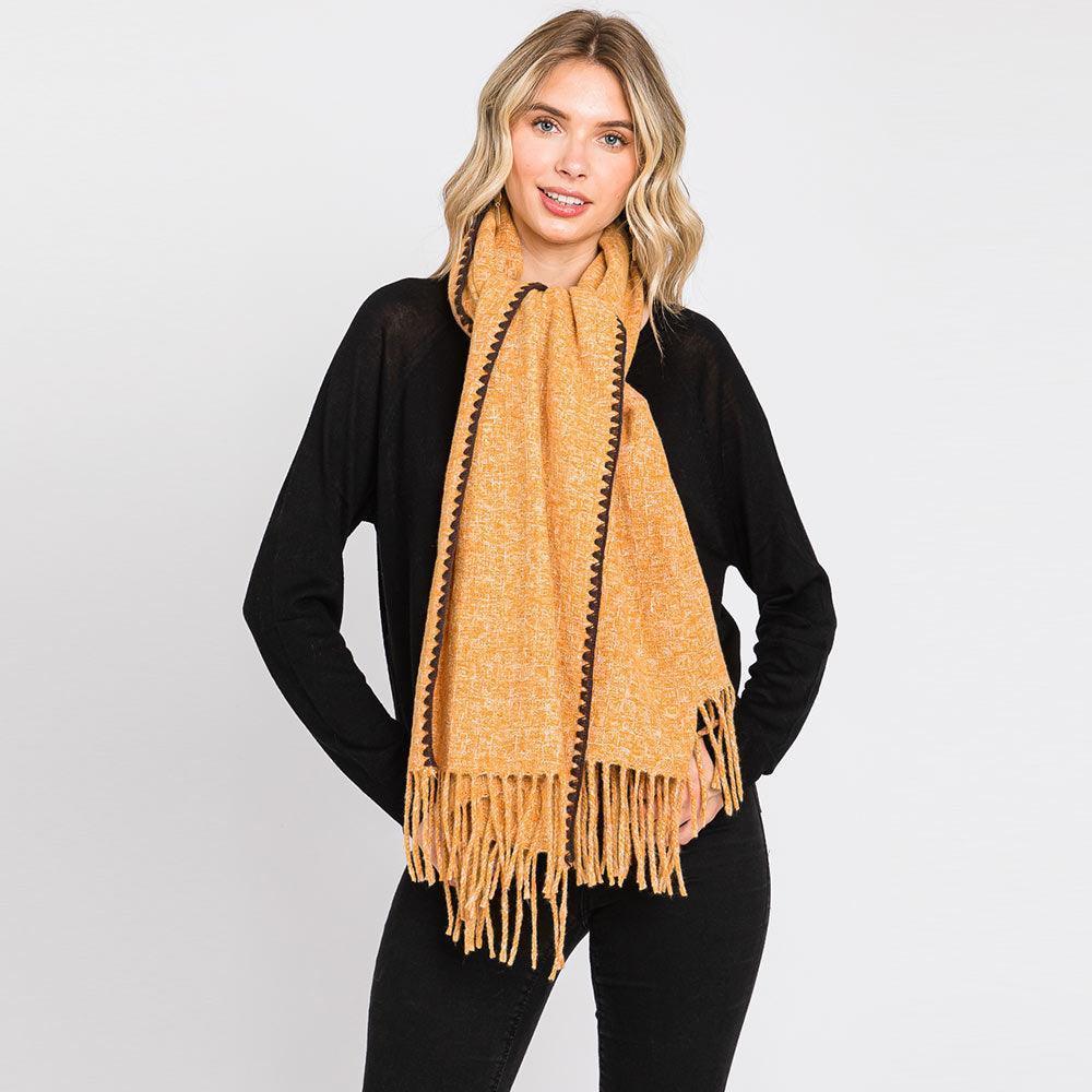 Camel Edge Pointed Fringe Oblong Scarf - Jewelry Store by Erik Rayo