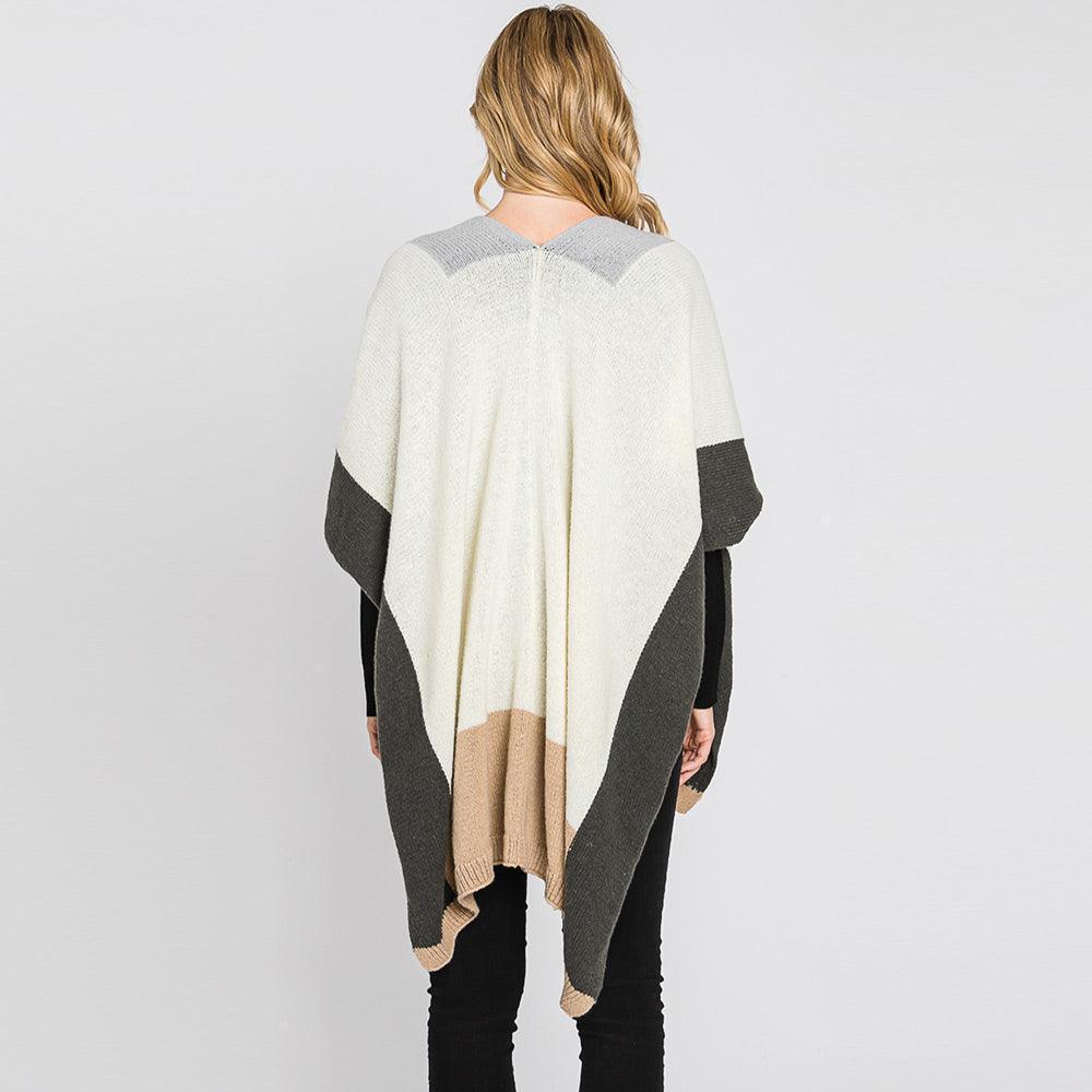 Gray Color Block Ruana Poncho - Jewelry Store by Erik Rayo