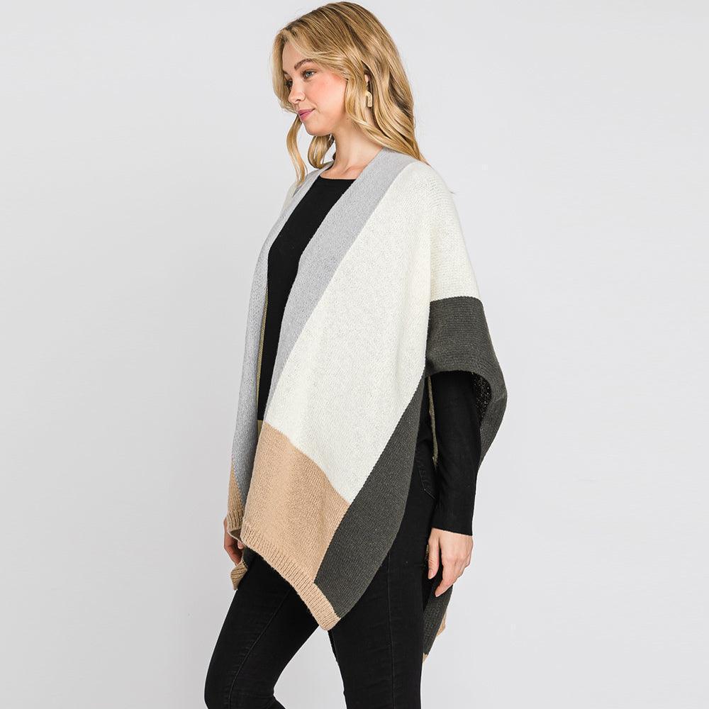 Gray Color Block Ruana Poncho - Jewelry Store by Erik Rayo
