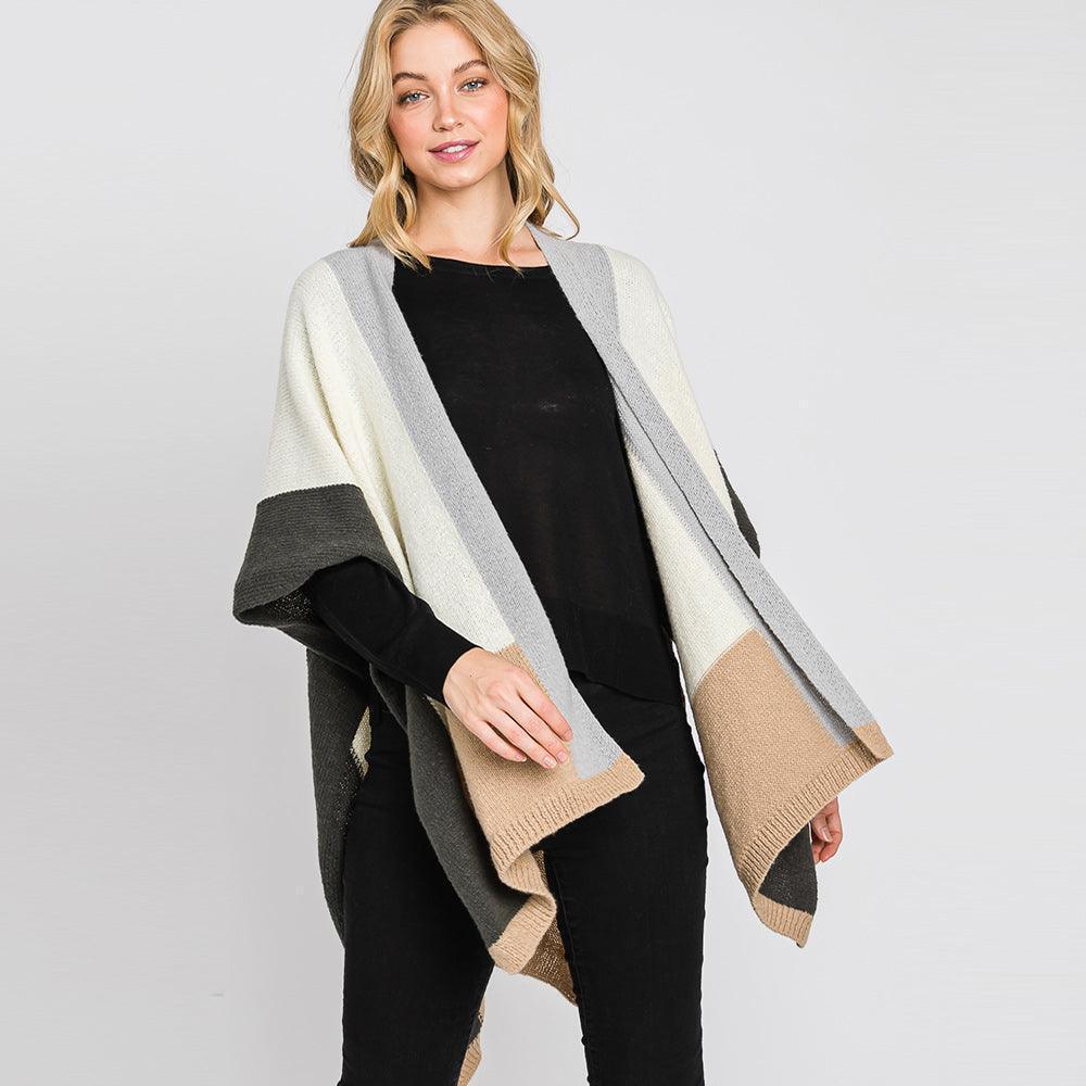 Gray Color Block Ruana Poncho - Jewelry Store by Erik Rayo