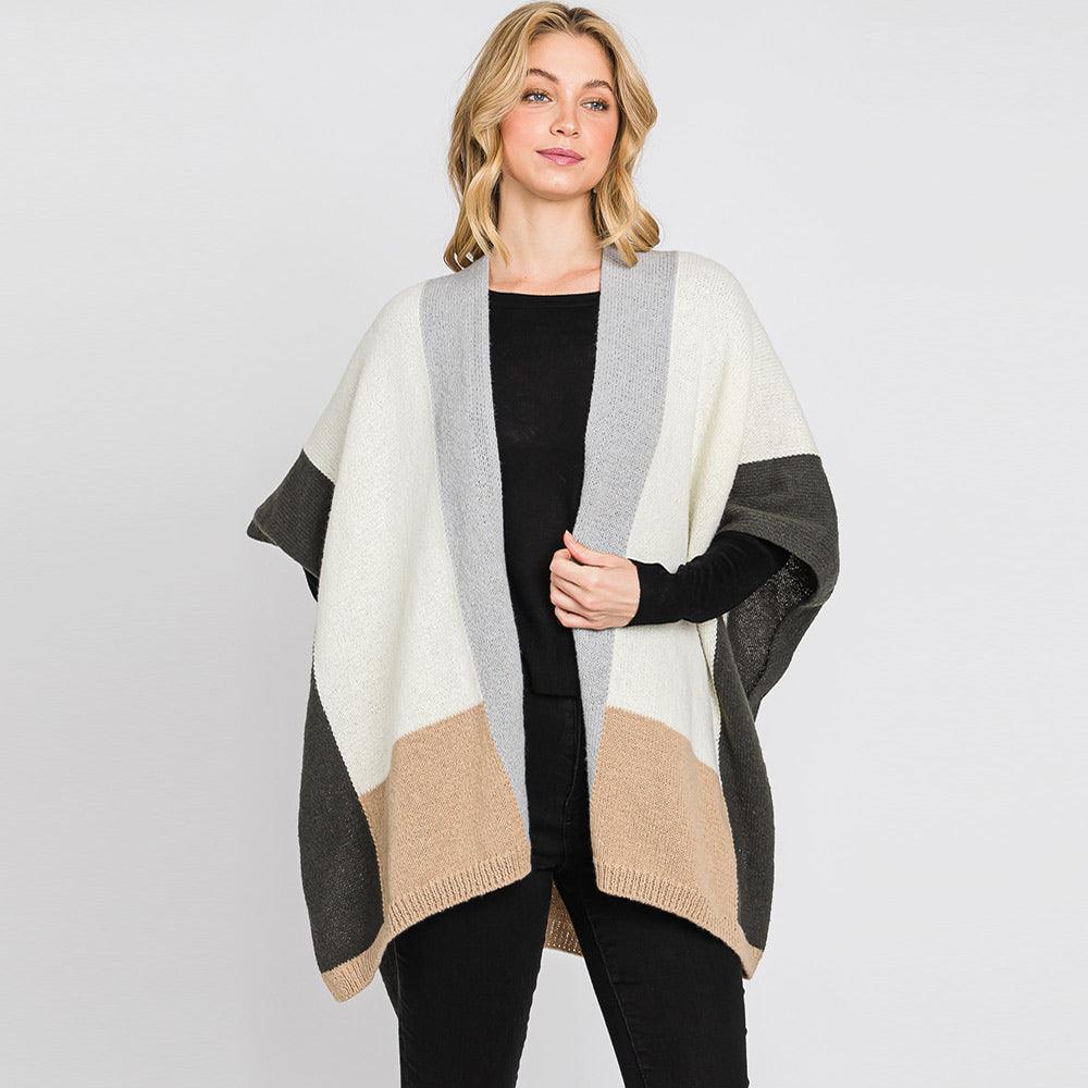 Gray Color Block Ruana Poncho - Jewelry Store by Erik Rayo