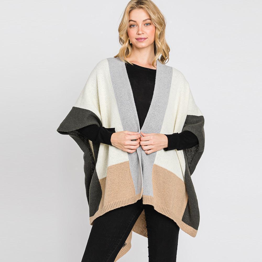 Gray Color Block Ruana Poncho - Jewelry Store by Erik Rayo