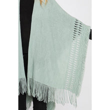 Load image into Gallery viewer, Mint Fringe Cut Out Knit Ruana Poncho
