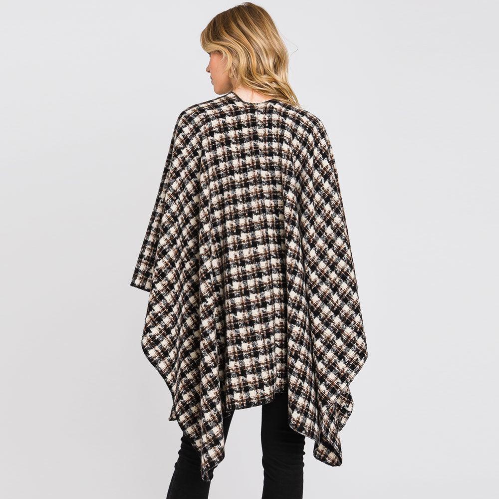 Black Houndstooth Patterned Ruana Poncho - Jewelry Store by Erik Rayo