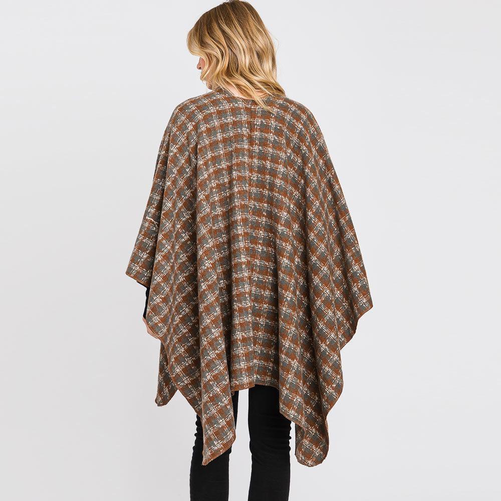 Brown Houndstooth Patterned Ruana Poncho - Jewelry Store by Erik Rayo