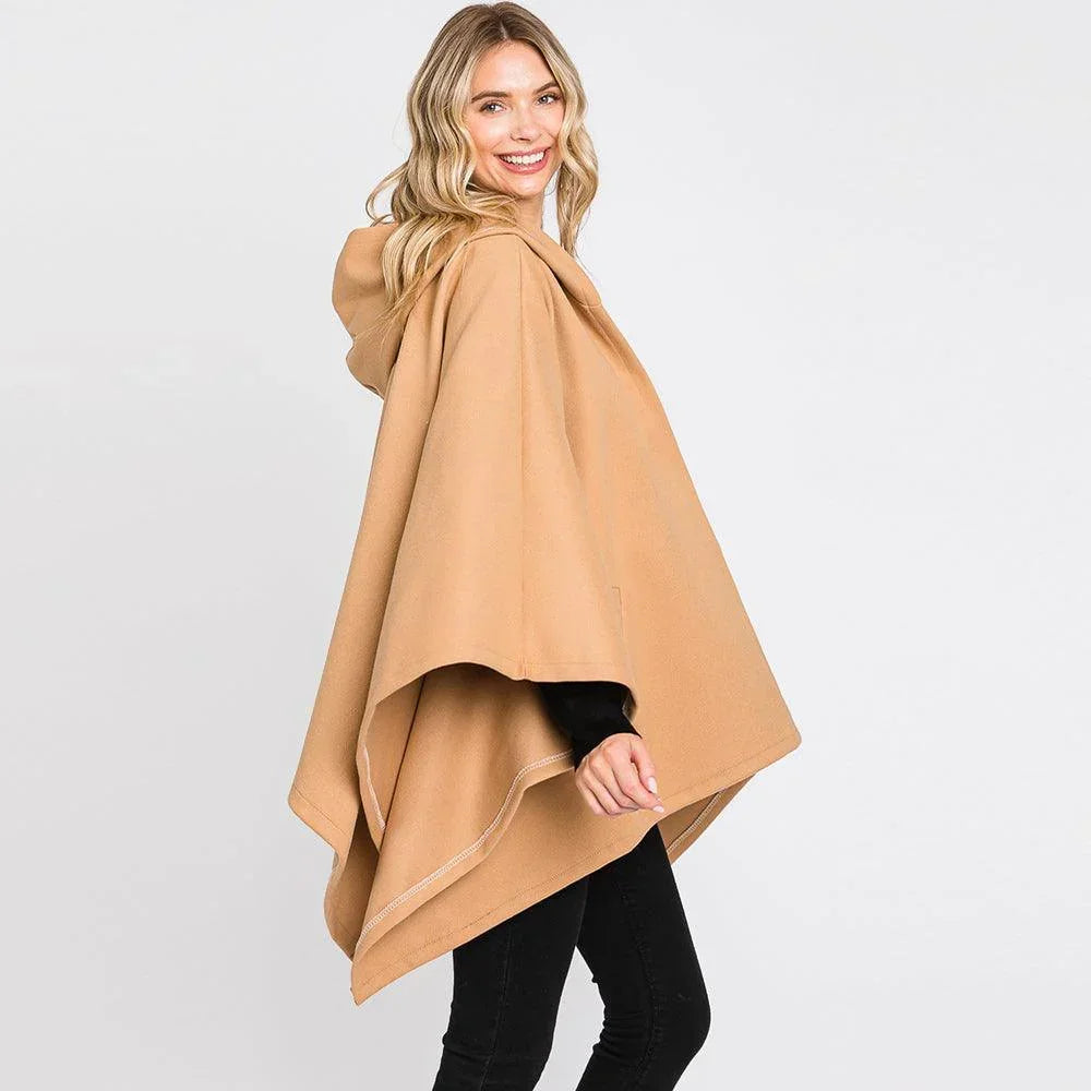 Taupe Hooded Solid Ruana Poncho - Jewelry Store by Erik Rayo