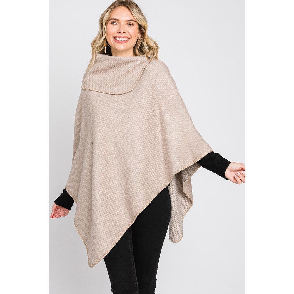 Taupe Textured Solid Neck Poncho - Jewelry Store by Erik Rayo