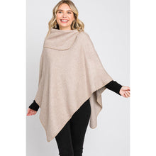 Load image into Gallery viewer, Taupe Textured Solid Neck Poncho
