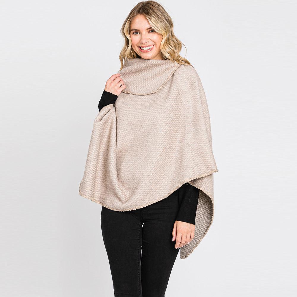 Taupe Textured Solid Neck Poncho - Jewelry Store by Erik Rayo