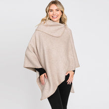 Load image into Gallery viewer, Taupe Textured Solid Neck Poncho
