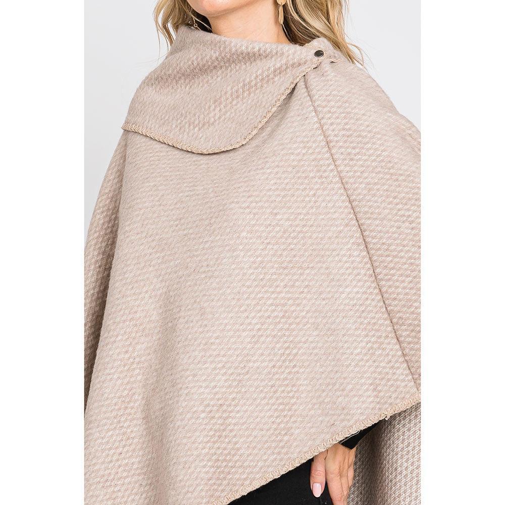 Taupe Textured Solid Neck Poncho - Jewelry Store by Erik Rayo