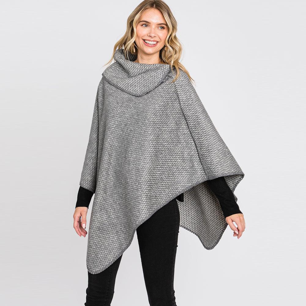 Gray Textured Solid Neck Poncho - Jewelry Store by Erik Rayo