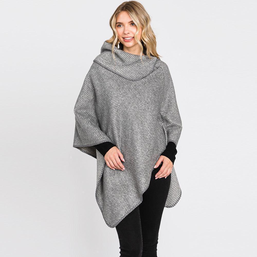 Gray Textured Solid Neck Poncho - Jewelry Store by Erik Rayo
