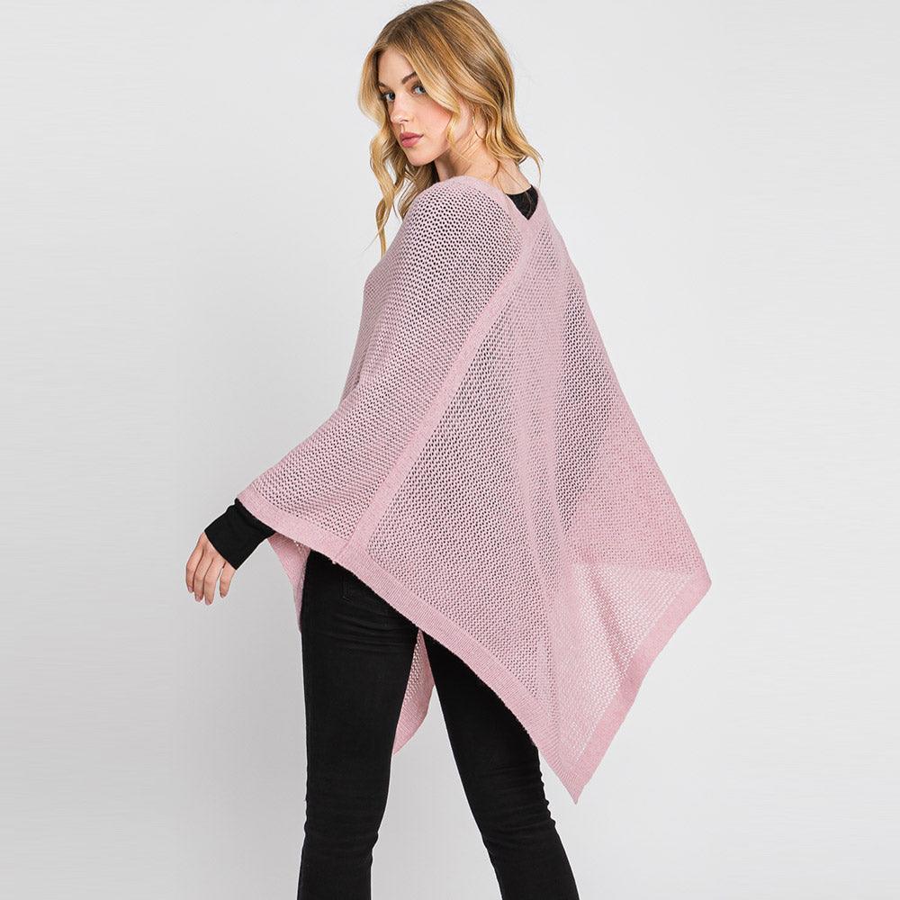 Lavender Solid Knit Loose Fit Poncho - Jewelry Store by Erik Rayo