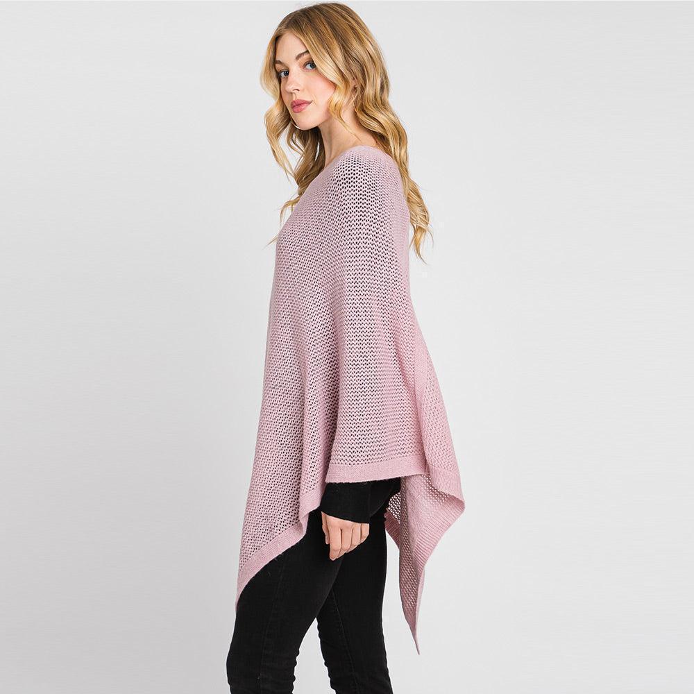 Lavender Solid Knit Loose Fit Poncho - Jewelry Store by Erik Rayo
