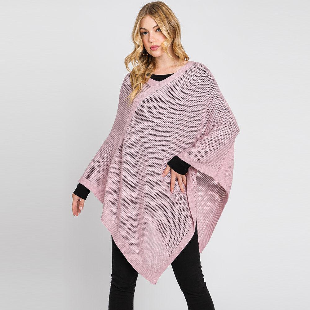 Lavender Solid Knit Loose Fit Poncho - Jewelry Store by Erik Rayo