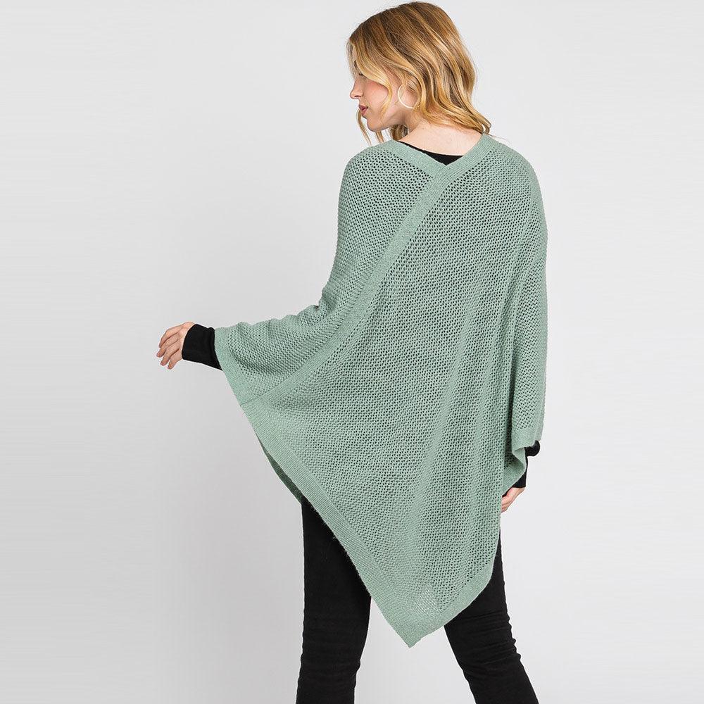 Mint Solid Knit Loose Fit Poncho - Jewelry Store by Erik Rayo