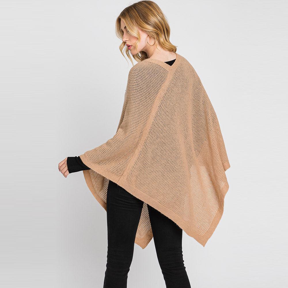 Taupe Solid Knit Loose Fit Poncho - Jewelry Store by Erik Rayo
