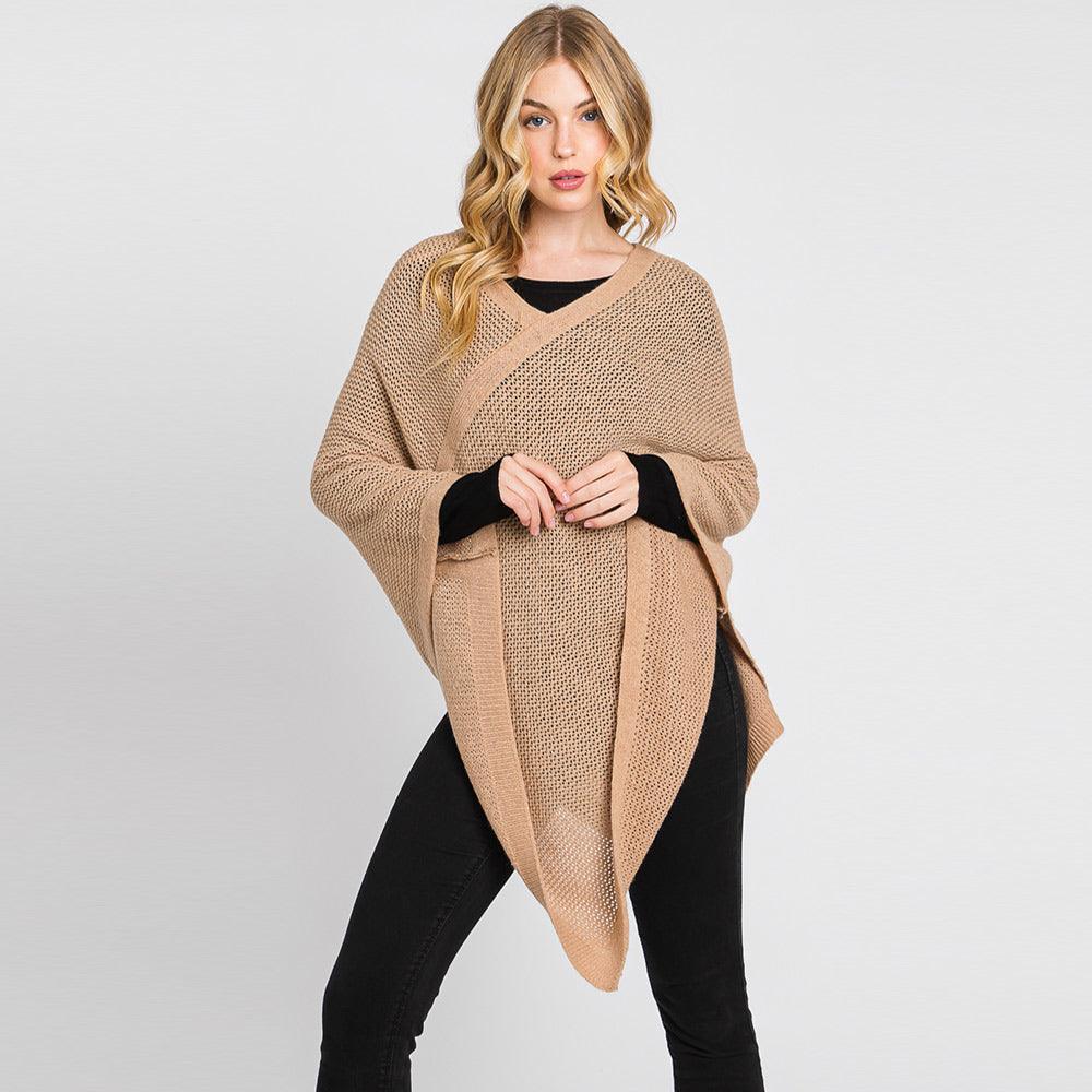 Taupe Solid Knit Loose Fit Poncho - Jewelry Store by Erik Rayo