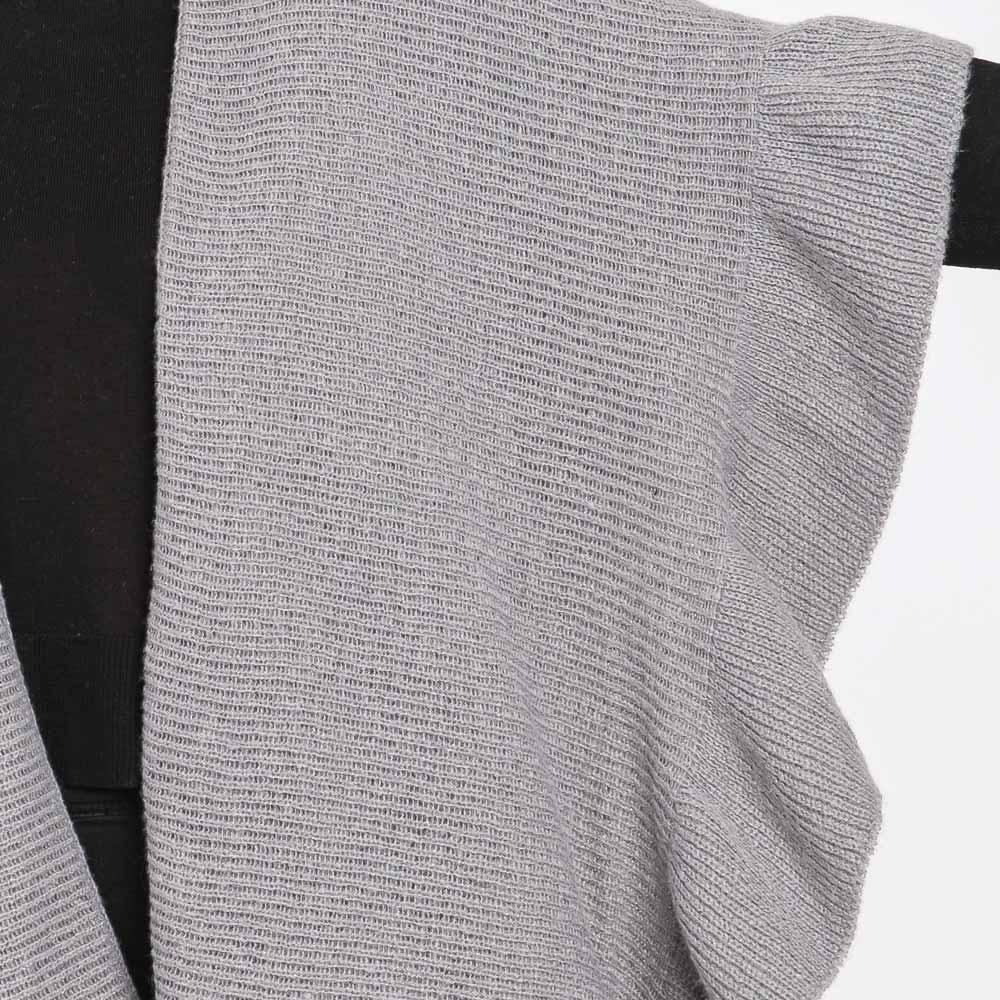 Gray Solid Ruffle Knit Ruana Poncho - Jewelry Store by Erik Rayo