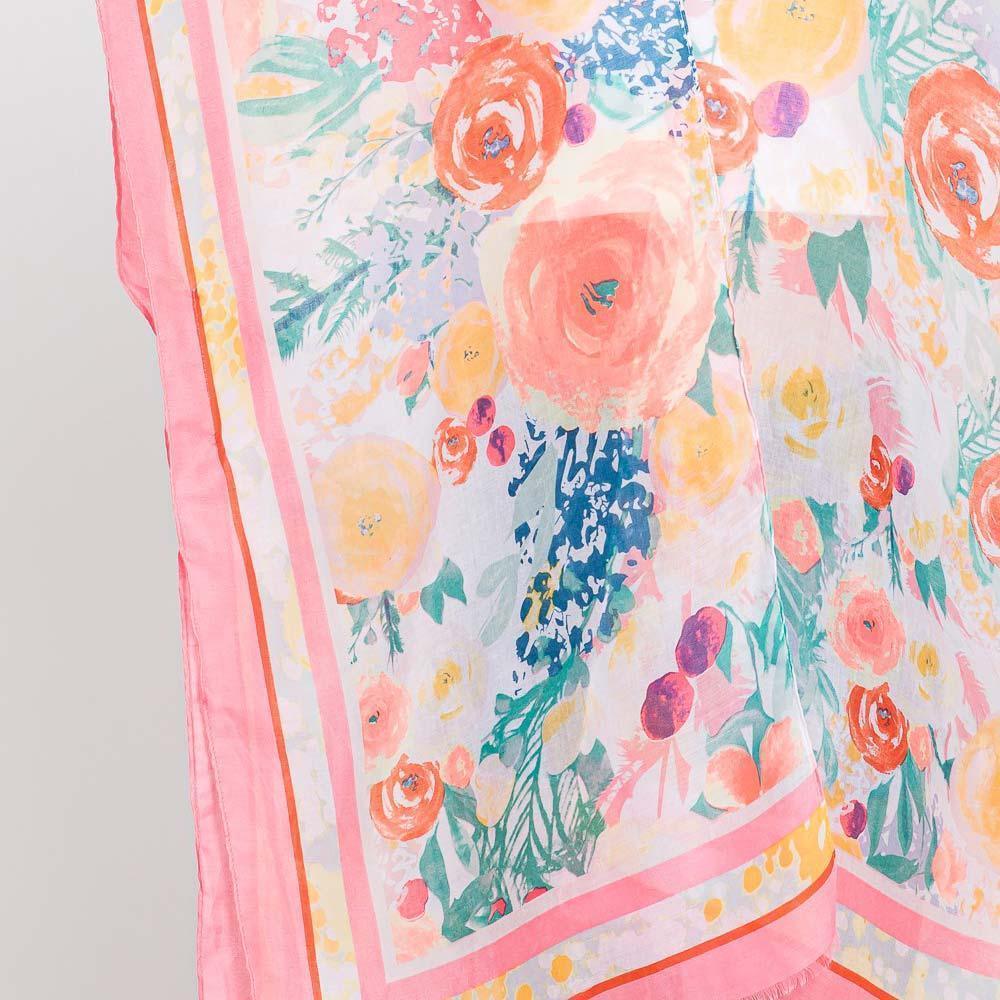Pink Hand Drawn Watercolor Flower Garden Kimono Poncho - Jewelry Store by Erik Rayo