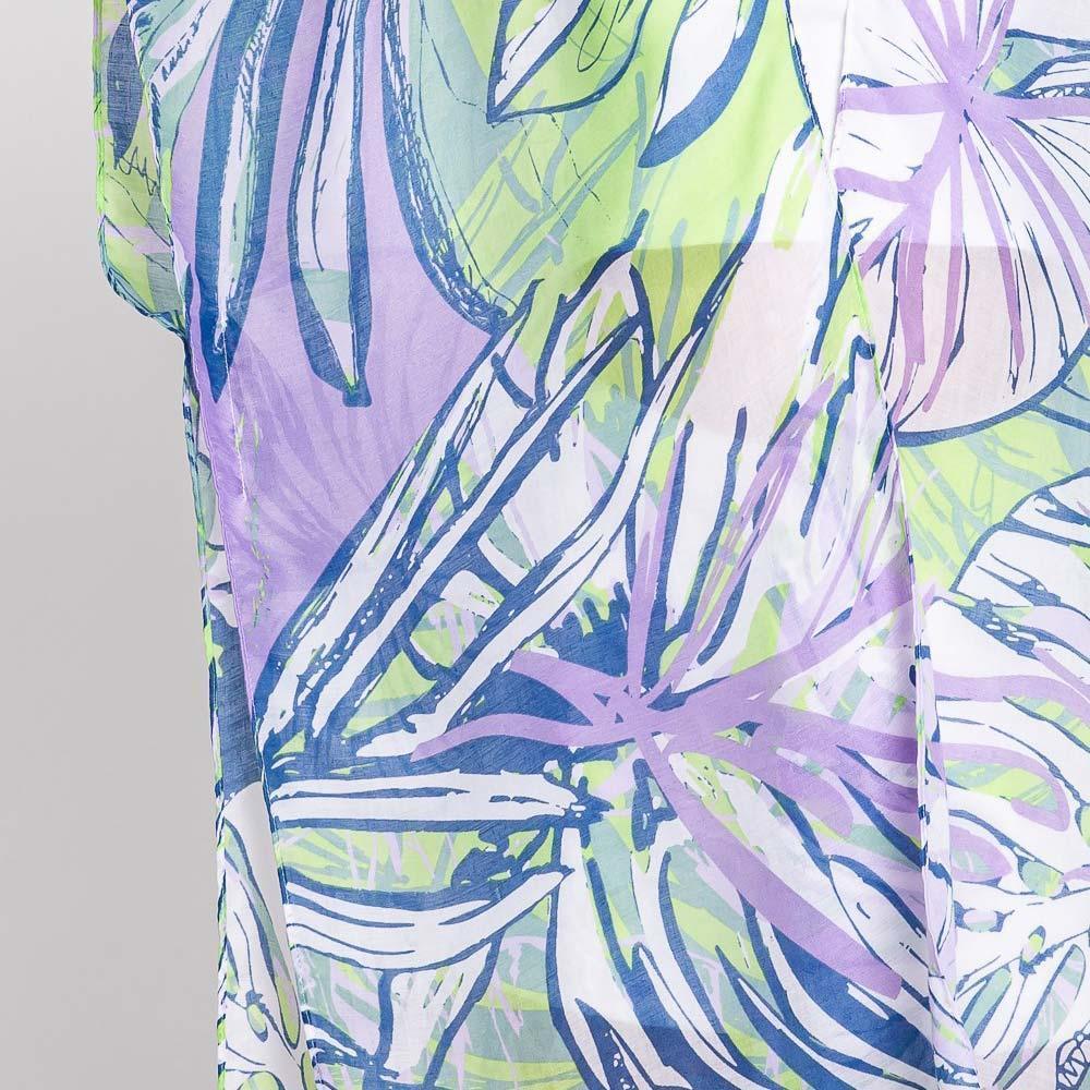 Purple Hand Drawn Tropical Leaves Kimono Poncho - Jewelry Store by Erik Rayo