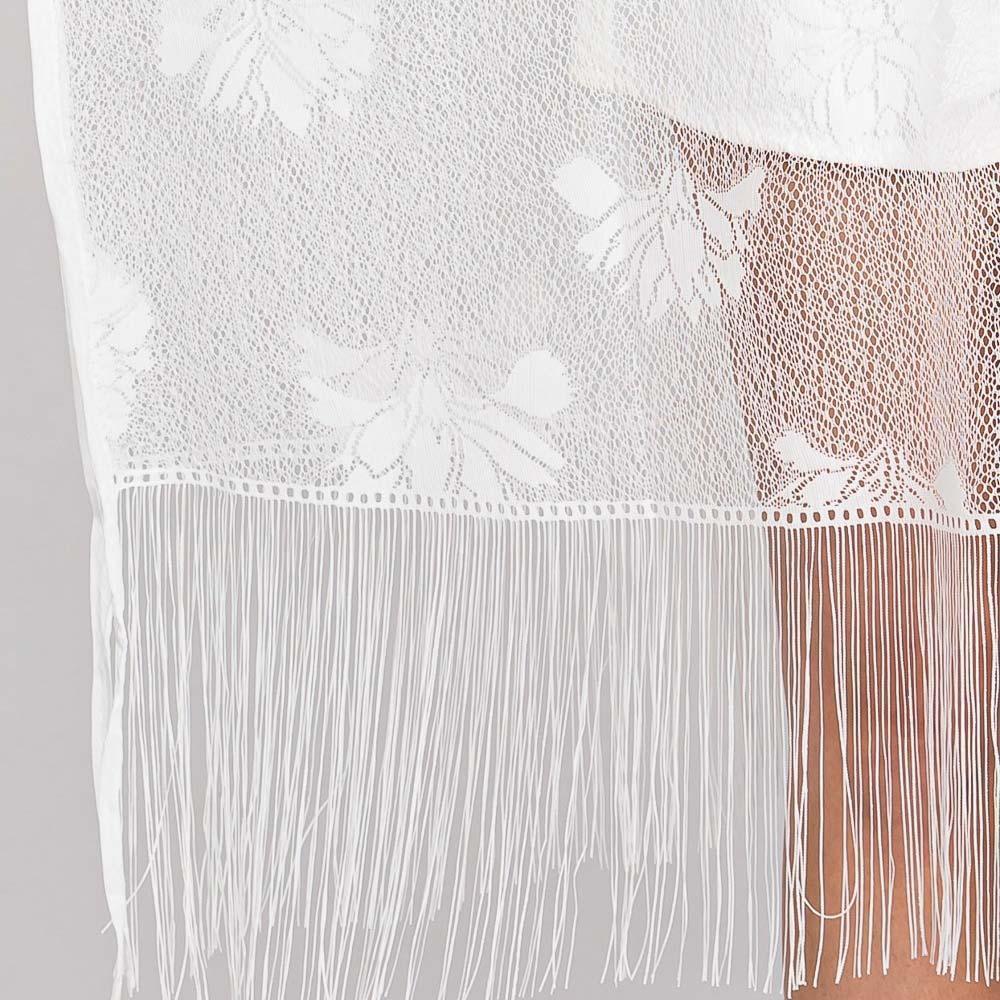 White Floral Lace Poncho With Tassel - Jewelry Store by Erik Rayo
